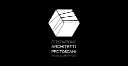 Logo bianco su sfondo nero per concorso architetti toscani